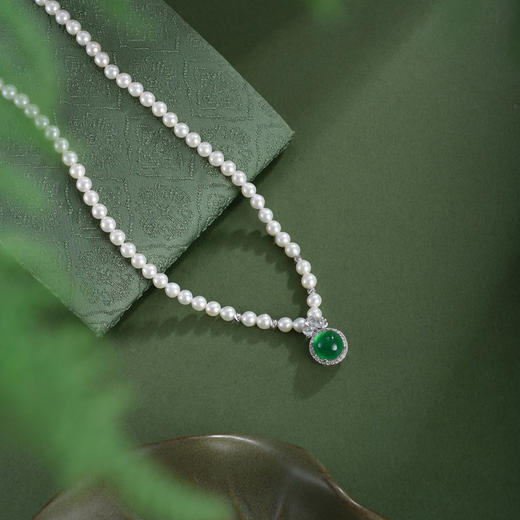 子佩集【琼花绮语‌】珍珠惜王妃项链【XXXL024】绿玉髓圆形2602 商品图0