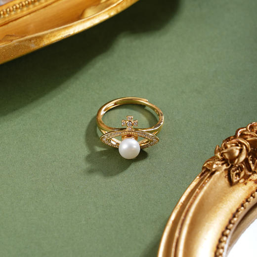 子佩集【幸运之眼】银S925珍珠惜王妃戒指【R2163】镀金西太后土星2602 商品图1