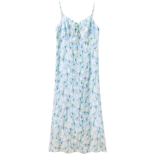 【桑蚕丝】三彩2026夏季新款碎花吊带裙连衣裙无袖A字裙长裙S 商品图4