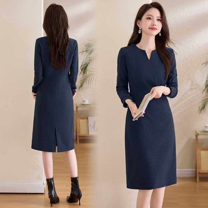 春季职业气质显瘦连衣裙长袖女款新款时髦潮流高级感裙子ZYF8609