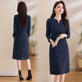 春季职业气质显瘦连衣裙长袖女款新款时髦潮流高级感裙子ZYF8609