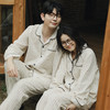 全棉双层纱~情侣睡衣女春季2026新款纯棉纱布条纹款长袖套装男士无印风家居服 商品缩略图1
