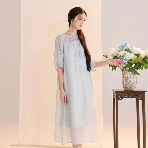 【空谷幽兰】三彩2026夏季新款莱赛尔印花连衣裙吊带裙两件套C 商品图2