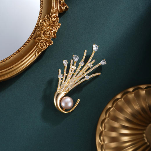 子佩集【风语勋章】珍珠惜王妃胸针【XXXZ263】一束花镀金2602 商品图1