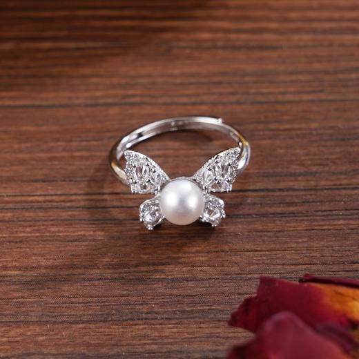 子佩集【绚烂重生】银S925珍珠惜王妃戒指【R2122】双色蝴蝶2602 商品图0