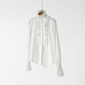 「高货yn」全新升级【铂金会员257/天猫339/差价82】(12252)洛诗琳气质通勤白衬衫2026春季新品纯棉荷叶边长袖上衣