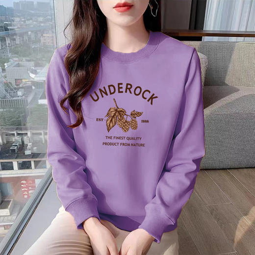 百媚生 纯棉卫衣宽松圆领运动女式卫衣7917 商品图1