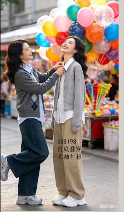 688198上新 打底叠穿无袖衬衫 商品图0