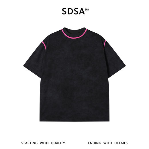 SDSA男装2026新款高贵轻奢日系简约撞色织带圆领短袖T恤百搭上衣 商品图0