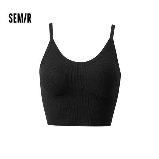 森马内衣女夏季自带胸垫纯色细肩吊带罗纹舒适肌理背心内外皆可穿 商品图0