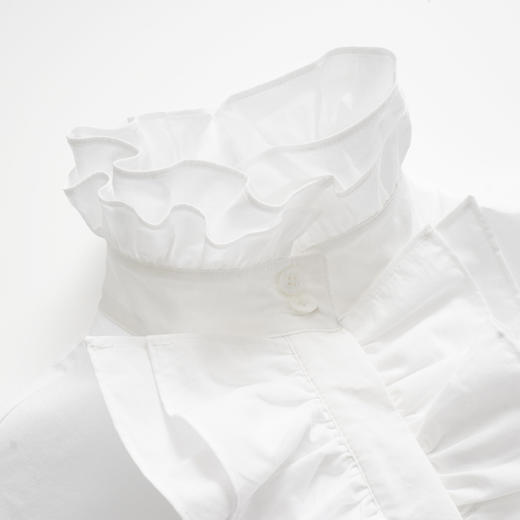 「高货yn」全新升级【铂金会员257/天猫339/差价82】(12252)洛诗琳气质通勤白衬衫2026春季新品纯棉荷叶边长袖上衣 商品图2