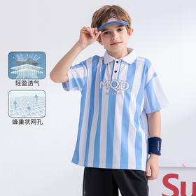 【MQD】童装男女大童夏新款儿童条纹轻薄透气POLO衫宽松舒适短袖T恤