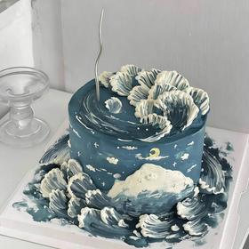 海上升明月 微景观蛋糕