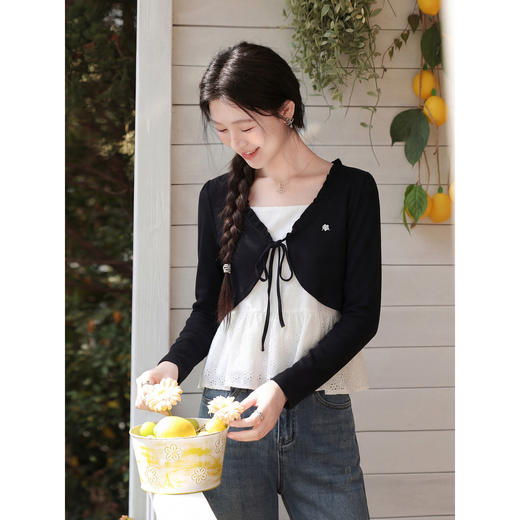 鹿向南【0402/20:00新品前1小时7折限量100件】黑白拼色T恤 商品图0