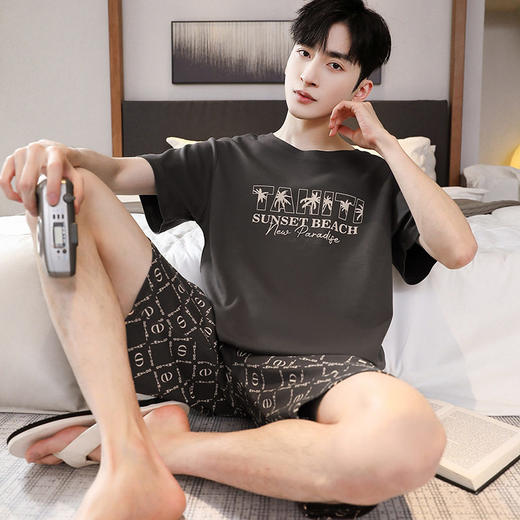 睡衣男士夏季纯棉短袖短裤舒适卡通居家薄款青少年家居服套装  JL-YS9020 商品图1