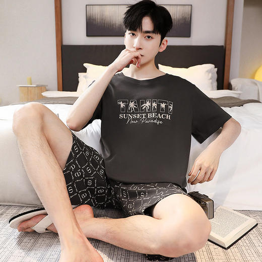 睡衣男士夏季纯棉短袖短裤舒适卡通居家薄款青少年家居服套装  JL-YS9020 商品图2