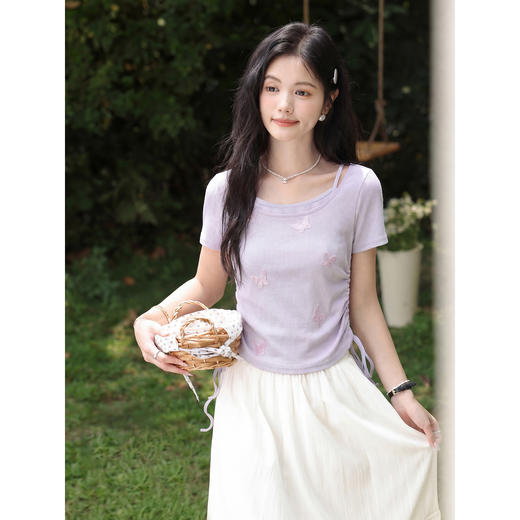 鹿向南【0402/20:00新品前1小时7折限量100件】紫色T恤 商品图4