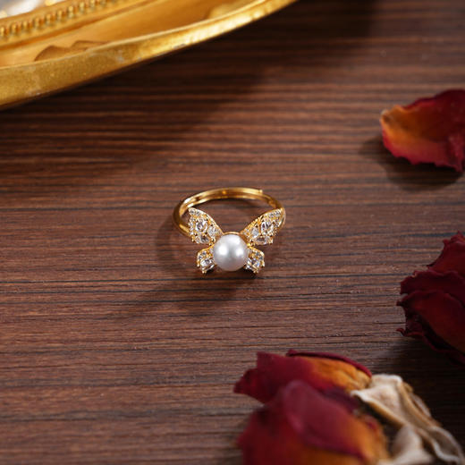 子佩集【绚烂重生】银S925珍珠惜王妃戒指【R2122】双色蝴蝶2602 商品图3