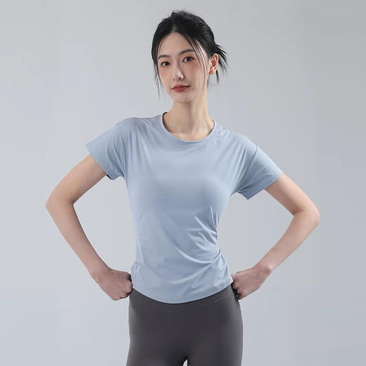 【网纱拼接！裸感面料】夏季新款瑜伽服T恤显瘦薄款健身服女速干透气短袖跑步运动上衣。xa 商品图1