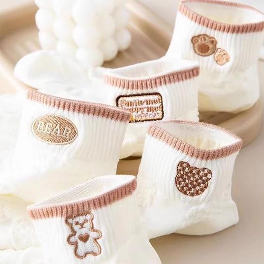 【小来】【9.9抢5双❗短款百搭可爱小熊袜】高弹收缩袜口，平整舒适缝头，透气不闷，网红短款潮白色春夏季低帮浅口船袜 商品图4