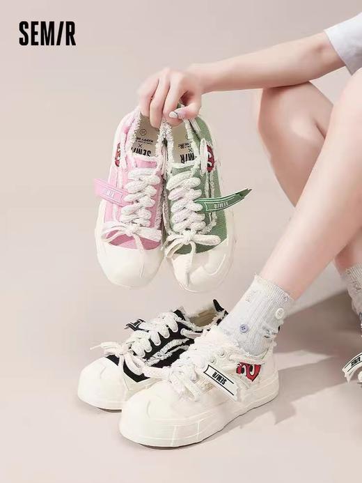 F0331150春夏新款透气小白鞋女款布鞋百搭饼干鞋厚底帆布鞋 商品图13