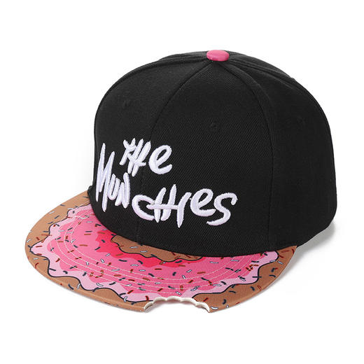 【美式嘻哈！百搭不挑人】MUNCHIES刺绣卡通零食平沿嘻哈帽帽檐缺口休闲街舞帽子棒球帽。xa 商品图4