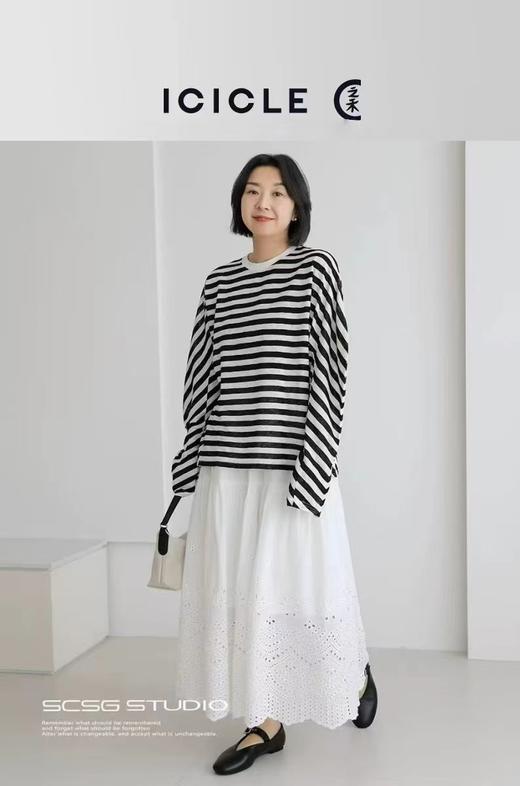 F033117春夏新款温柔时尚百搭休闲白色镂空刺绣A字大摆廓形半身裙 商品图12