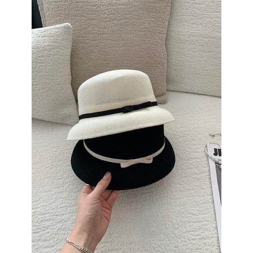 赫本风！优雅蝴蝶结针织渔夫帽！2026女春夏季透气遮阳灯罩式防晒帽显脸小 商品图1