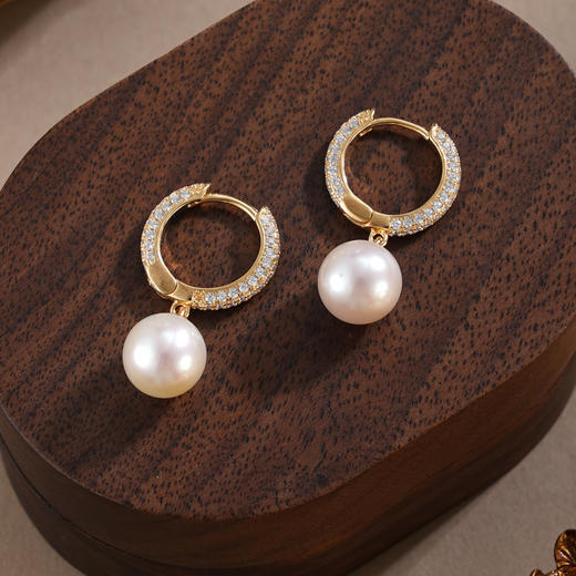 子佩集【晨露凝光】银S925珍珠惜王妃耳环【YE0624】镀金圆圈扣环2602 商品图0