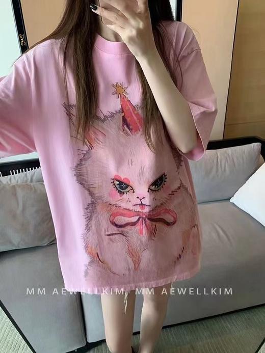 特价出！少量！售完无补！甜酷少女感！ADER猫咪印花宽松短袖T恤！ 商品图11