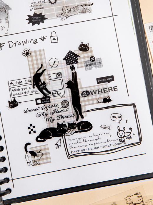 语闲线条小猫系列贴纸 商品图2