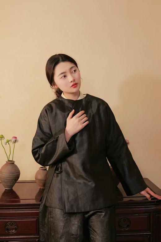 漫物记平板香云纱圆领系带棉上衣xys-318 商品图2