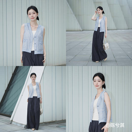 【商场同款】诗凡黎蓝色V领小香风马甲2025夏新款外搭女3G4110031 商品图2