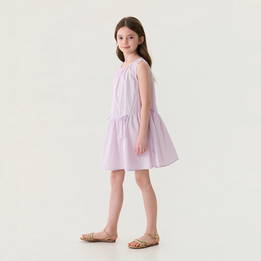 马克珍妮清新条纹女童纯棉无袖连衣裙2026年夏装新款560291 商品图1