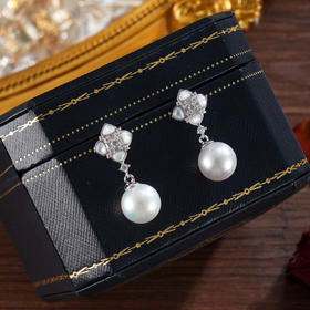 子佩集【四叶相思】银S925珍珠惜王妃耳钉【TE0733】双色四叶草2602