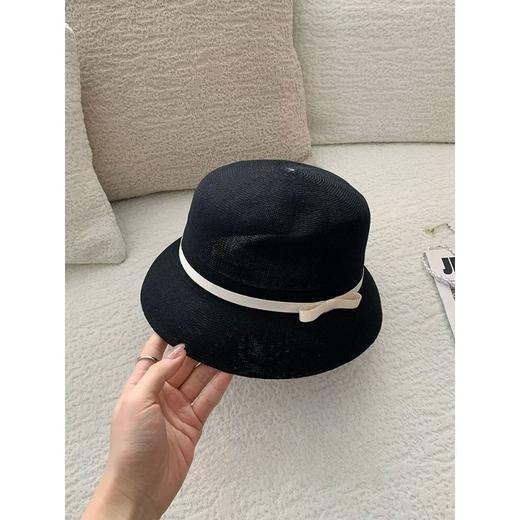 赫本风！优雅蝴蝶结针织渔夫帽！2026女春夏季透气遮阳灯罩式防晒帽显脸小 商品图0