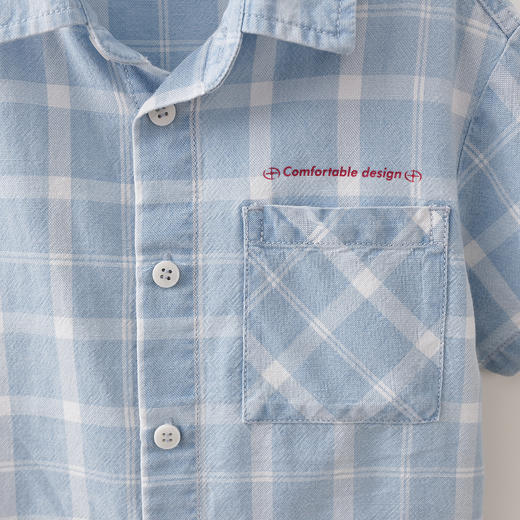 马克珍妮格纹蓝调男童纯棉短袖套装2026年夏装新款560917 商品图4