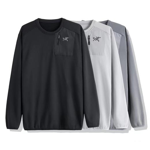 F033190秋季新品实用百搭圆领舒适百搭蜂巢提花棉感长袖T恤 商品图0