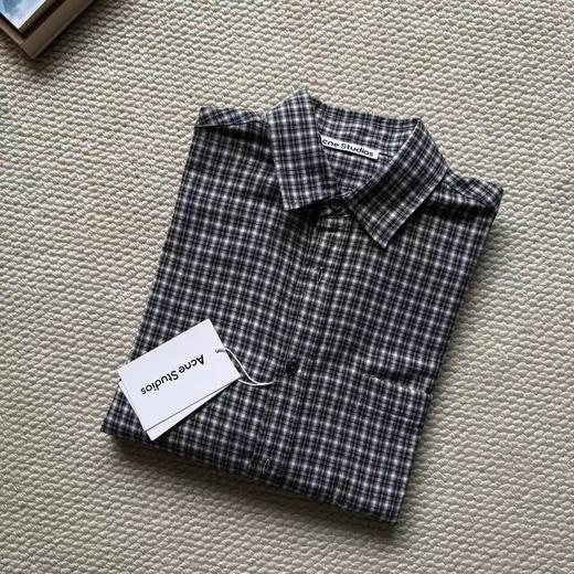 F0331131左胸袋logo徽标韩系慵懒风薄款格子宽松休闲外套长袖衬衫 商品图3