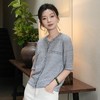 西子/海港漫步32支亚麻莱赛尔法式小香风春夏针织衫/MSHY0322 商品缩略图0