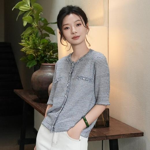 西子/海港漫步32支亚麻莱赛尔法式小香风春夏针织衫/MSHY0322 商品图0