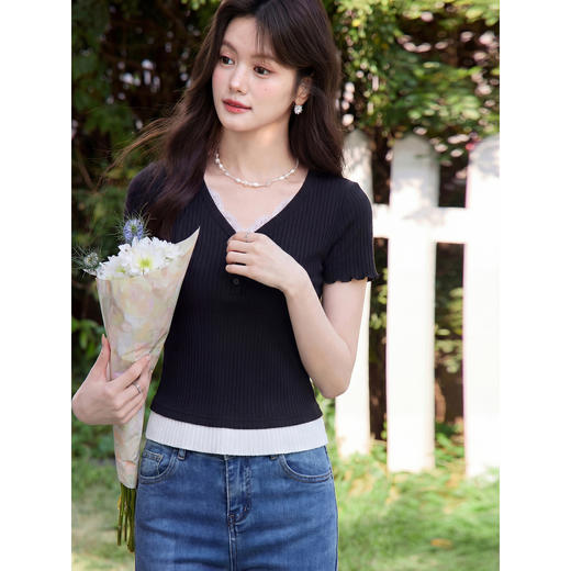 鹿向南【0402/20:00新品前1小时7折限量100件】黑色T恤 商品图1