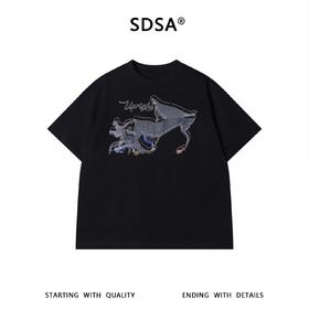 SDSA男装2026新款高贵轻奢潮牌抽象涂鸦印花圆领短袖T恤百搭时尚