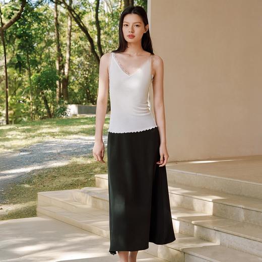 女桑蚕丝罗纹优雅蕾丝吊带衫 商品图2