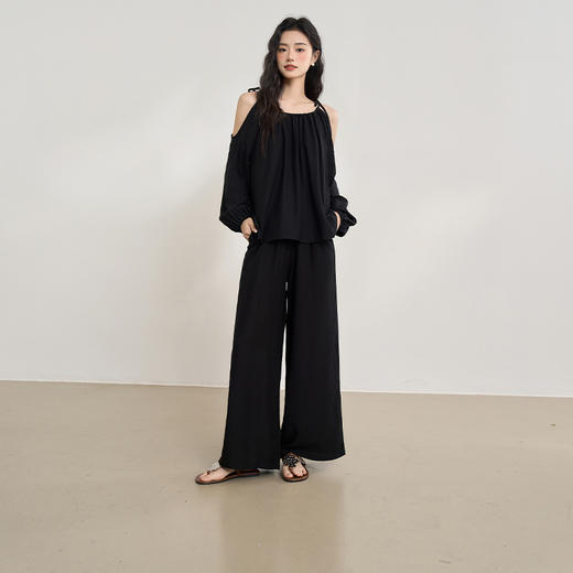 【肌理感褶皱面料】随性轻薄山本裤女春季宽松阔腿裤LXD50271 商品图1
