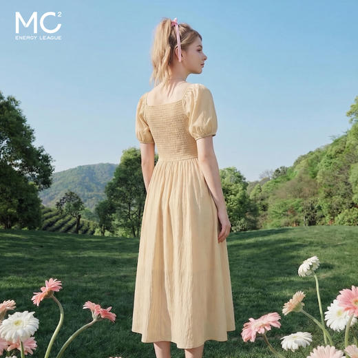 女装方领胸部打褶连衣裙-1318Q5221008 商品图2