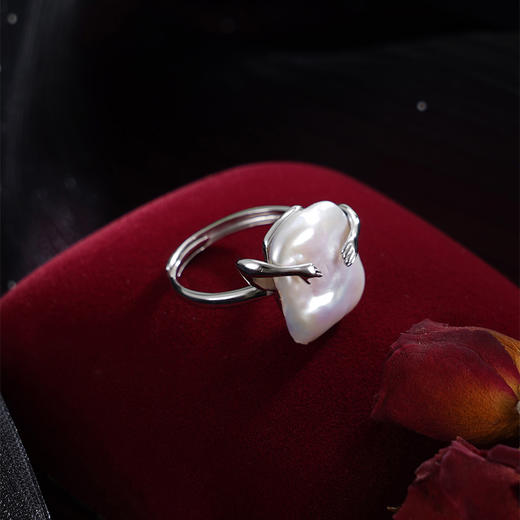 子佩集【守护拥抱】银S925珍珠惜王妃戒指【SPR0480002】13*17mm巴洛克方块手2512 商品图4