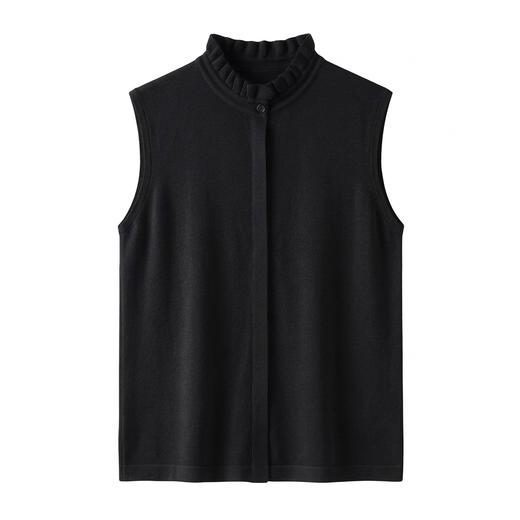 晚风盈袖~木耳领无袖6A级白厂丝 羊 毛优雅花边领马甲YM260568 商品图2