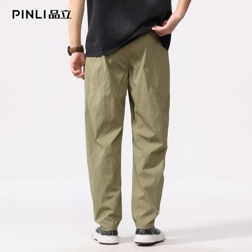 PINLI品立2026春季新款男纯色百搭松紧腰直筒休闲长裤GD262117034 商品图4