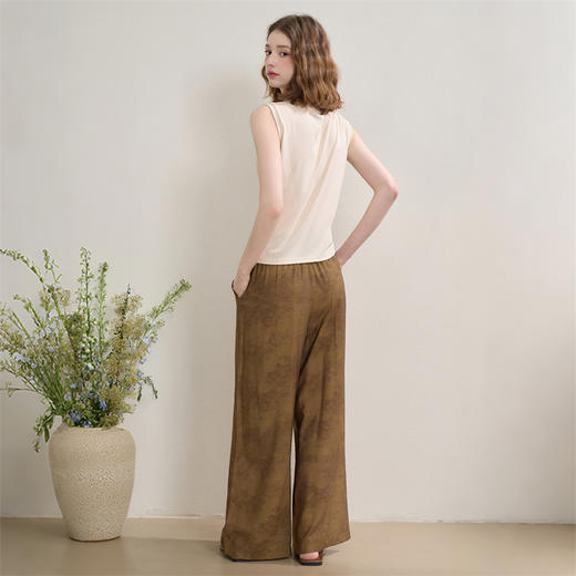 【限时秒杀】新中式国风套装女夏季不规则扭结无袖上衣搭阔腿裤两件套LXD51047 商品图4